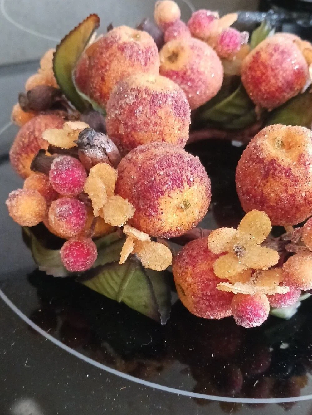 Autumn Harvest Fruit  Decorative Mini Wreath - Orange 🍊🥭🌿🍊🌿🥭